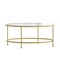 Merrick Lane Newbury Glass Coffee Table with Round Matte Gold Frame and Vertical Legs